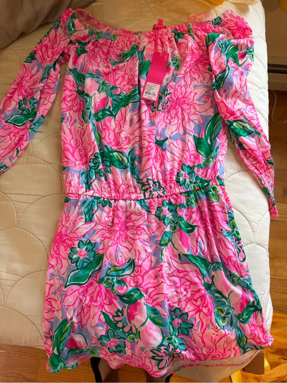Lilly Pulitzer Pink Floral Off-Shoulder romper